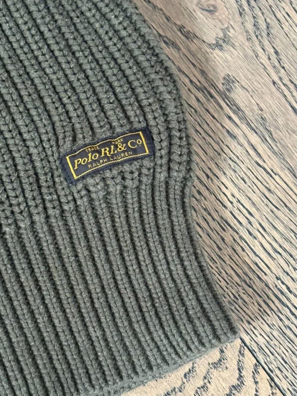 Vintage Polo Ralph Lauren Sweater Men's Medium Green Military Knit Shawl Collar